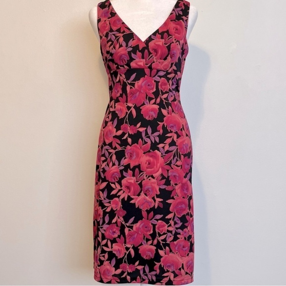 Vintage 90s bodycon floral rose dress